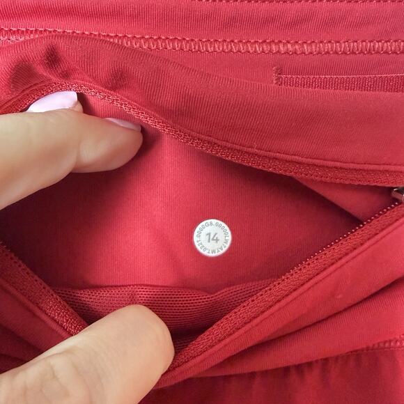 Lululemon Dark Red Speed Up Mid-Rise Shorts Lined Size 14 - Picture 6 of 9